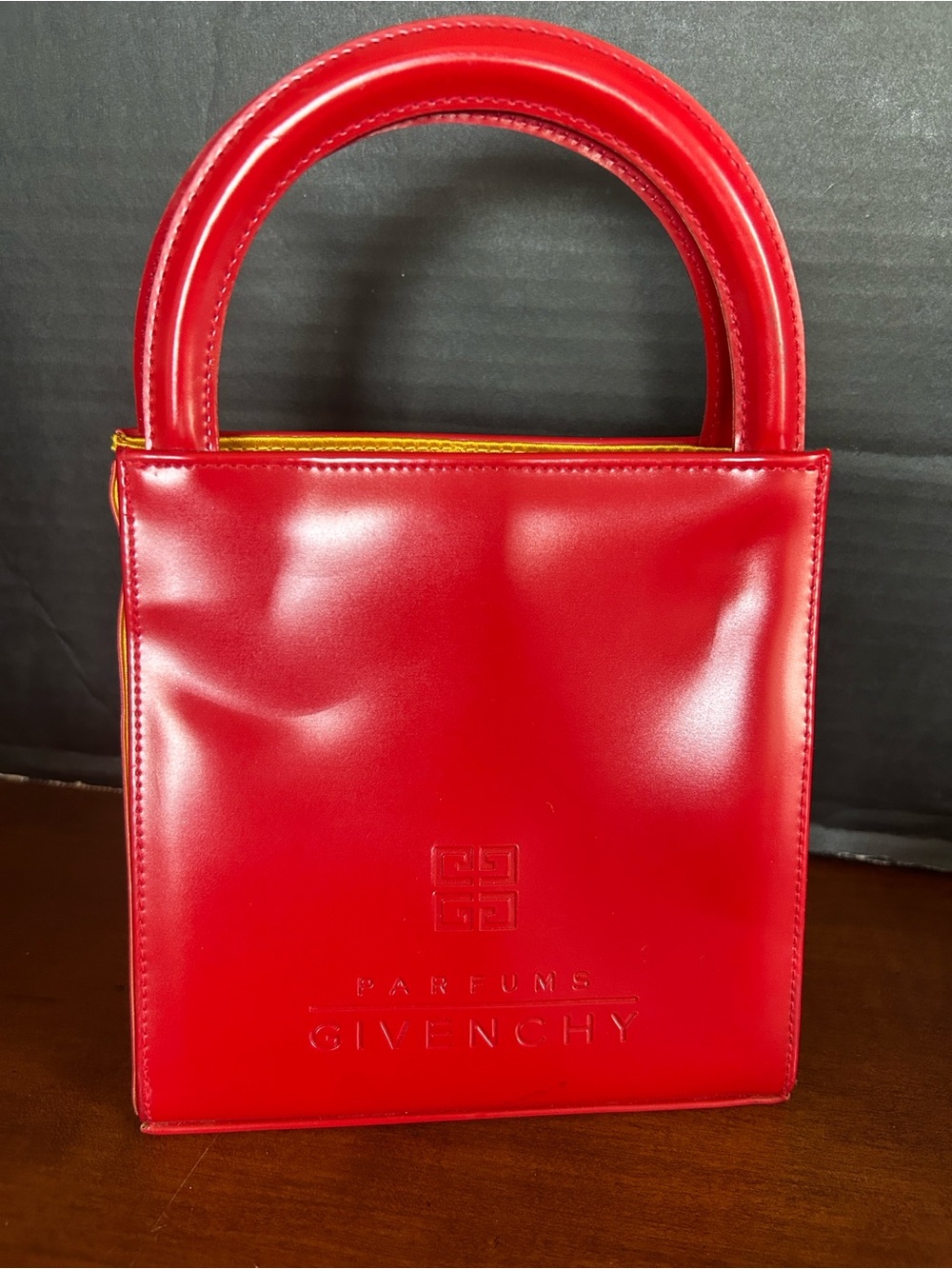 Givenchy Parfums Red Patent Structured Top-Handle Mini Bag